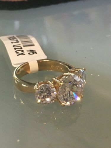 Jewellery Kingdom Ladies Cz Three Stone 3.50 Carat Steel Anniversary Gold Ring Secondary image