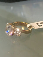 Jewellery Kingdom Ladies Cz Three Stone 3.50 Carat Steel Anniversary Gold Ring - Jewelry Rings - British D'sire