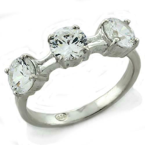 Jewellery Kingdom Ladies Cz Three Stone Solitaires 4 Carat Sterling Silver Sparkling Ring - Jewelry Rings - British D'sire Main image