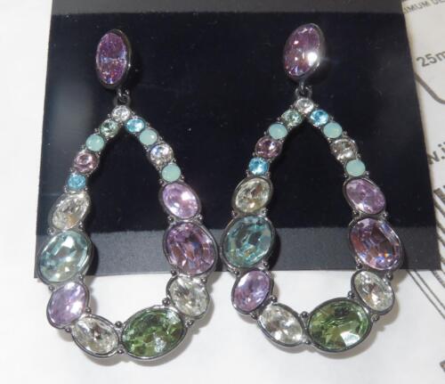 Jewellery Kingdom Ladies Dangle Drop Amethyst Blue Topaz Cz Steel Earrings (Multi Colour) - Earrings - British D'sire