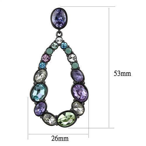 Jewellery Kingdom Ladies Dangle Drop Amethyst Blue Topaz Cz Steel Earrings (Multi Colour) - Earrings - British D'sire