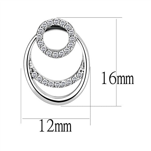 Jewellery Kingdom Ladies Dangle Drop Circles Cz Stainless Steel Dangling Earrings (Silver) Secondary image