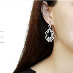 Jewellery Kingdom Ladies Dangling Cz Stainless Steel Clear Sparkling Dangle Drop Earrings - Earrings - British D'sire