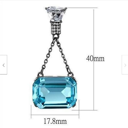 Jewellery Kingdom Ladies Dangling Emerald Cz Dangle Drop Silver Steel Earrings (Blue Topaz) - Earrings - British D'sire