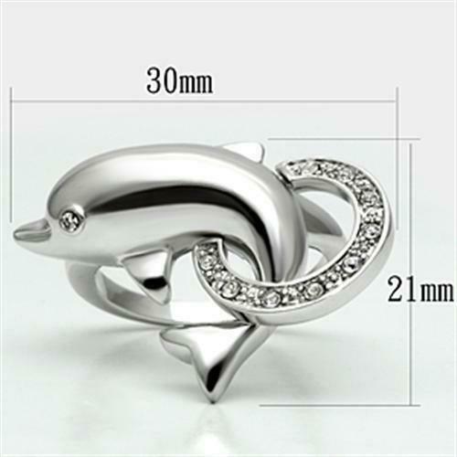 Jewellery Kingdom Ladies Dolphin Cubic Zirconia Ladies Childrens Band Animal Ring (Silver) Secondary image