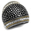 Jewellery Kingdom Ladies Dome Cocktail Stainless Steel Cubic Zirconia Gold Statement Chunky Ring (Black) - Jewelry Rings - British D'sire