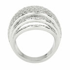 Jewellery Kingdom Ladies Dome Cocktail Statement Super Sparkling Rhodium Ring (Silver) - Jewelry Rings - British D'sire