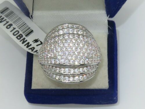 Jewellery Kingdom Ladies Dome Cocktail Statement Super Sparkling Rhodium Ring (Silver) - Jewelry Rings - British D'sire