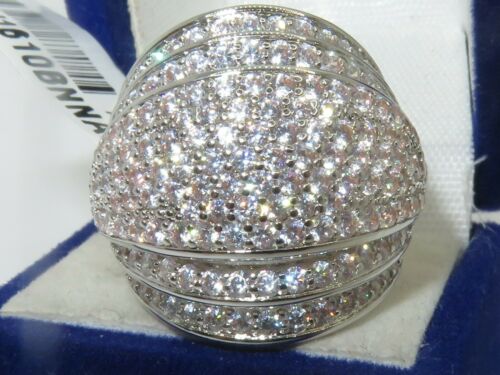 Jewellery Kingdom Ladies Dome Cocktail Statement Super Sparkling Rhodium Ring (Silver) - Jewelry Rings - British D'sire
