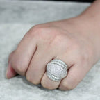 Jewellery Kingdom Ladies Dome Cocktail Statement Super Sparkling Rhodium Ring (Silver) - Jewelry Rings - British D'sire