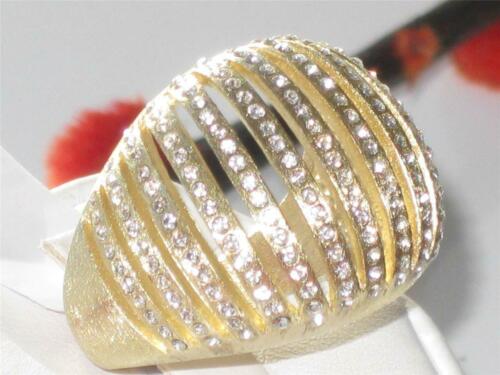 Jewellery Kingdom Ladies Dome Comfort Cocktail Studded Pave 18K Ring (Gold) - Rings - British D'sire