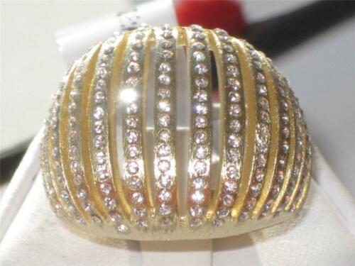 Jewellery Kingdom Ladies Dome Comfort Cocktail Studded Pave 18K Ring (Gold) - Rings - British D'sire