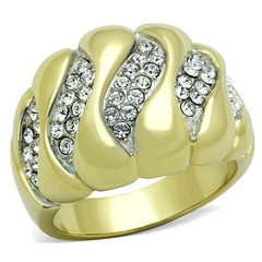 Jewellery Kingdom Ladies Dome Comfort Cubic Zirconia Cocktail Gold Ring - Jewelry Rings - British D'sire