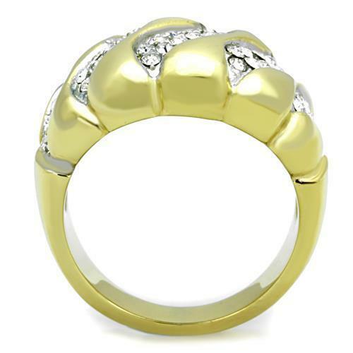 Jewellery Kingdom Ladies Dome Comfort Cubic Zirconia Cocktail Gold Ring - Jewelry Rings - British D'sire