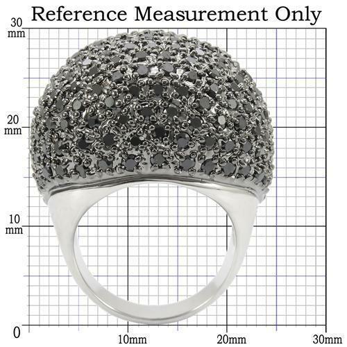 Jewellery Kingdom Ladies Dome Cubic Zirconia Cocktail Statement Rhodium Ring (Black) Secondary image