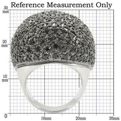 Jewellery Kingdom Ladies Dome Cubic Zirconia Cocktail Statement Rhodium Ring (Black) - Jewelry Rings - British D'sire