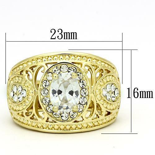 Jewellery Kingdom Ladies Dome Oval 18kt Steel Dress Pave Pretty Fancy All Sizes Ring Gold - Jewelry Rings - British D'sire