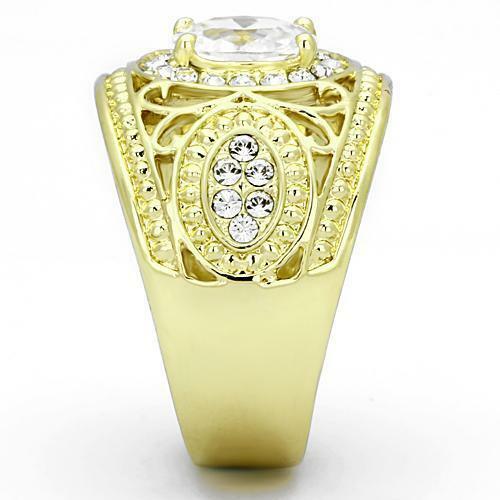 Jewellery Kingdom Ladies Dome Oval 18kt Steel Dress Pave Pretty Fancy All Sizes Ring Gold - Jewelry Rings - British D'sire