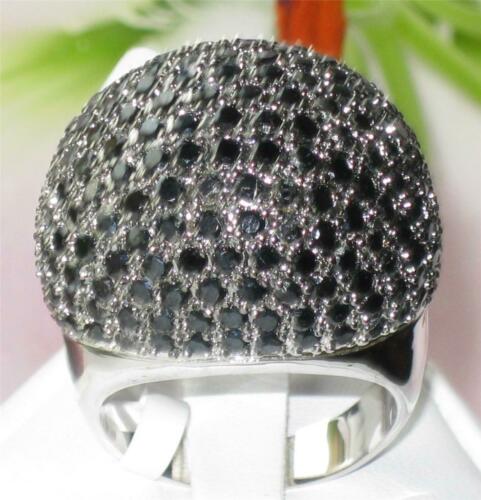 Jewellery Kingdom Ladies Dome Pave Cz Silver Rhodium Cocktail Size J T Statement Ring (Black) - Jewelry Rings - British D'sire