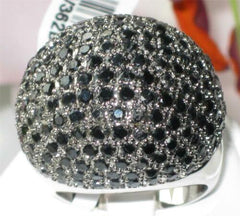 Jewellery Kingdom Ladies Dome Pave Cz Silver Rhodium Cocktail Size J T Statement Ring (Black) - Jewelry Rings - British D'sire