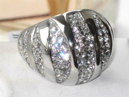 Jewellery Kingdom Ladies Dome Stainless Steel Cubic Zirconia Cocktail Comfort Ring (Silver) Secondary image