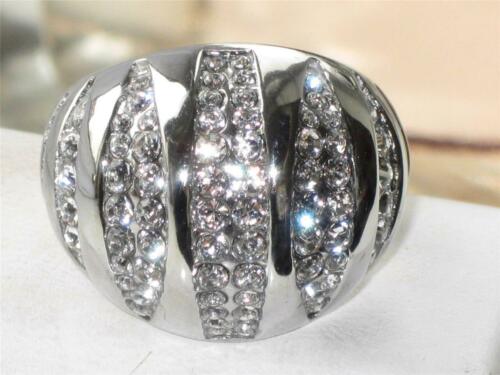 Jewellery Kingdom Ladies Dome Stainless Steel Cubic Zirconia Cocktail Comfort Ring (Silver) - Jewelry Rings - British D'sire Main image