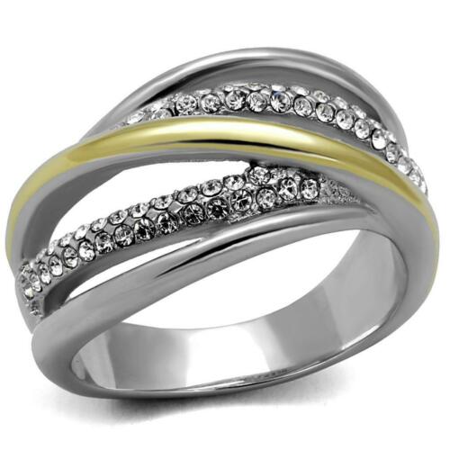 Jewellery Kingdom Ladies Dome Two Tone Band Stainless Steel Ring (Silver) - Rings - British D'sire Main image