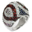 Jewellery Kingdom Ladies Dome Vibrant Ruby Tanzanite Clear Rhodium + Ruthenium Ring (Pink) - Jewelry Rings - British D'sire
