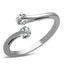 Jewellery Kingdom Ladies Double Solitaire Stainless Steel Cz Stamped Ring (Silver) - Jewelry Rings - British D'sire