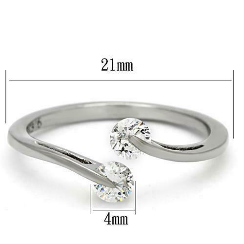Jewellery Kingdom Ladies Double Solitaire Stainless Steel Cz Stamped Ring (Silver) Secondary image