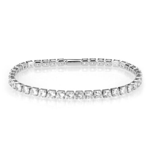Jewellery Kingdom Ladies Electroplated Cubic Zirconia 18K Tennis Bracelet (White) - Bracelets & Bangles - British D'sire