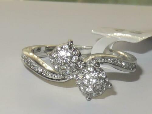 Jewellery Kingdom Ladies Elegant Cluster Pave Cubic Zirconia Double Head Ring Stainless Steel - Jewelry Rings - British D'sire
