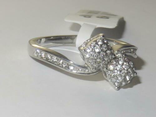 Jewellery Kingdom Ladies Elegant Cluster Pave Cubic Zirconia Double Head Ring Stainless Steel Secondary image