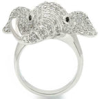 Jewellery Kingdom Ladies Elephant Animal Sparkling Rhodium Pave Sale Clear Ring (Silver) - Jewelry Rings - British D'sire