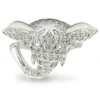 Jewellery Kingdom Ladies Elephant Animal Sparkling Rhodium Pave Sale Clear Ring (Silver) - Jewelry Rings - British D'sire