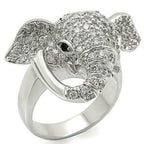 Jewellery Kingdom Ladies Elephant Animal Sparkling Rhodium Pave Sale Clear Ring (Silver) - Jewelry Rings - British D'sire