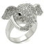 Jewellery Kingdom Ladies Elephant Animal Sparkling Rhodium Pave Sale Clear Ring (Silver) - Jewelry Rings - British D'sire