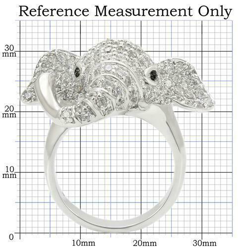 Jewellery Kingdom Ladies Elephant Animal Sparkling Rhodium Pave Sale Clear Ring (Silver) Secondary image