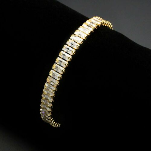 Jewellery Kingdom Ladies Emerald 18kt Yellow Gold Plated Cubic Zirconia Tennis Bracelet - Bracelets & Bangles - British D'sire Main image