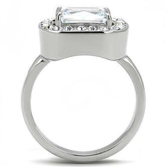 Jewellery Kingdom Ladies Emerald 3ct Cz Stainless Steel Cocktail Clear Sparkling Dress Ring - Jewelry Rings - British D'sire