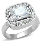 Jewellery Kingdom Ladies Emerald 3ct Cz Stainless Steel Cocktail Clear Sparkling Dress Ring - Jewelry Rings - British D'sire