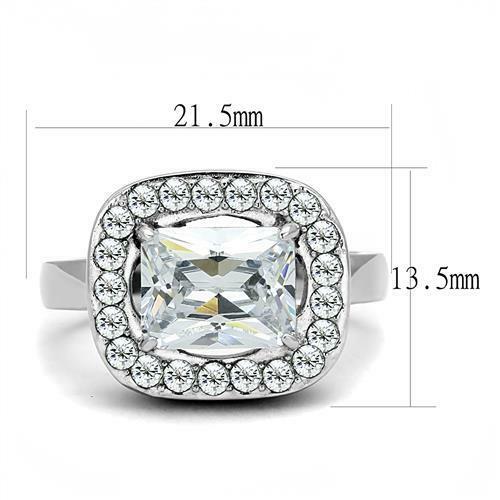 Jewellery Kingdom Ladies Emerald 3ct Cz Stainless Steel Cocktail Clear Sparkling Dress Ring - Jewelry Rings - British D'sire