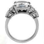 Jewellery Kingdom Ladies Emerald Anniversary Cubic Zirconia Stainless Steel Clear Ring - Jewelry Rings - British D'sire