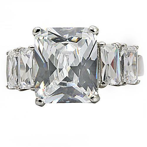 Jewellery Kingdom Ladies Emerald Anniversary Cubic Zirconia Stainless Steel Clear Ring Secondary image