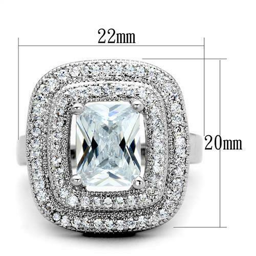 Jewellery Kingdom Ladies Emerald Cocktail Cz Statement Sparkling Dress Silver Rhodium Ring Secondary image