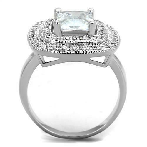 Jewellery Kingdom Ladies Emerald Cocktail Cz Statement Sparkling Dress Silver Rhodium Ring - Jewelry Rings - British D'sire