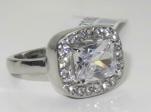 Jewellery Kingdom Ladies Emerald Cut 4 Carat Clear Stainless Steel No Tarnish Ring (Silver) - Jewelry Rings - British D'sire Main image