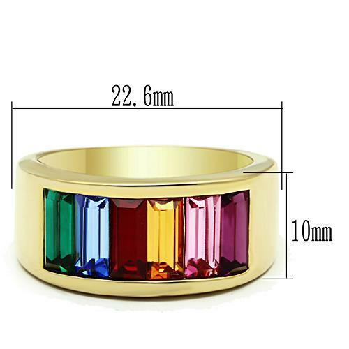 Jewellery Kingdom Ladies Emerald Cut Band Eternity 18K Gold Multi Coloured Ring Secondary image