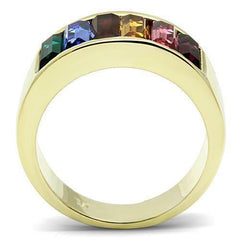 Jewellery Kingdom Ladies Emerald Cut Band Eternity 18KT Gold Multi Coloured Ring - Jewelry Rings - British D'sire