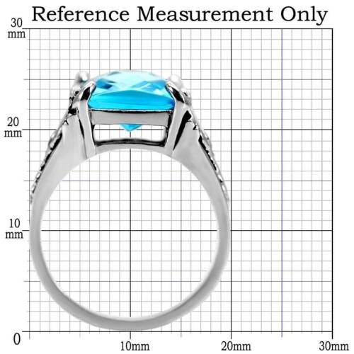 Jewellery Kingdom Ladies Emerald Cut Blue Topaz Cocktail Stainless Steel Ring (Silver) - Rings - British D'sire